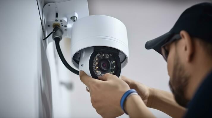 technician-installing-cctv-camera-for-security-ai-generative-photo
